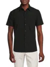 Dkny Men's Lenox Short Sleeve Button Down Tech Shirt In Black