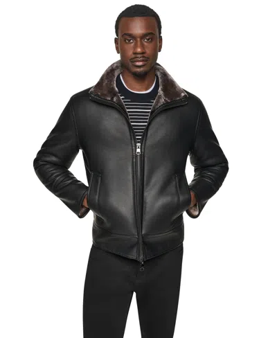 Dkny Men's Lined Shearling Jacket In Black