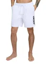 Dkny Men's Logo Standard Fit Swim Shorts In White