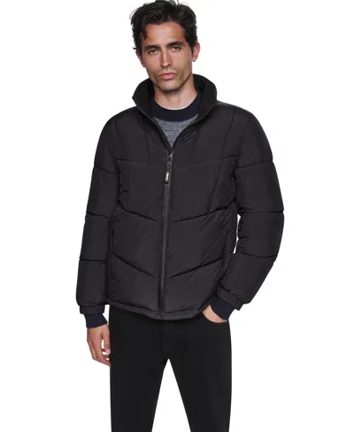 Dkny Men's Midweight Stretch Puffer Jacket In Animal Print