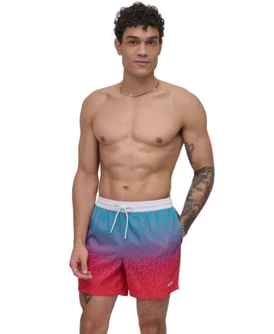 Dkny Men's Modern Euro Floral Print Performance 5" Volley Shorts In Multi