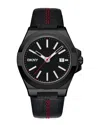 Dkny Men's Modernist Black Leather Strap Watch, 42mm In Black