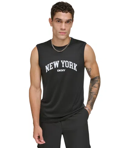 Dkny Men's New York Arch Logo Sleeveless Rash Guard Tank In Black