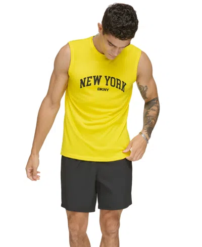 Dkny Men's New York Arch Logo Sleeveless Rash Guard Tank In Yellow