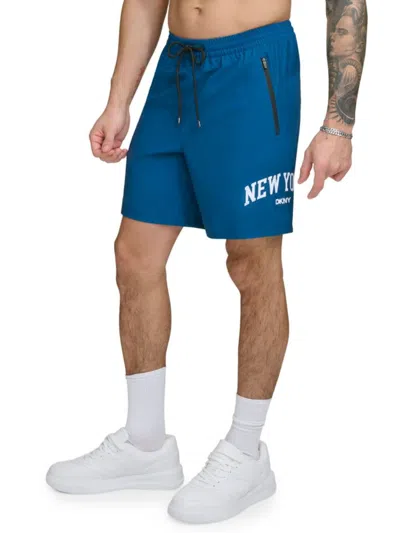 Dkny Men's New York Arch Logo Swim Shorts In Poseidon