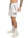 Dkny Men's New York Arch Logo Swim Shorts In White