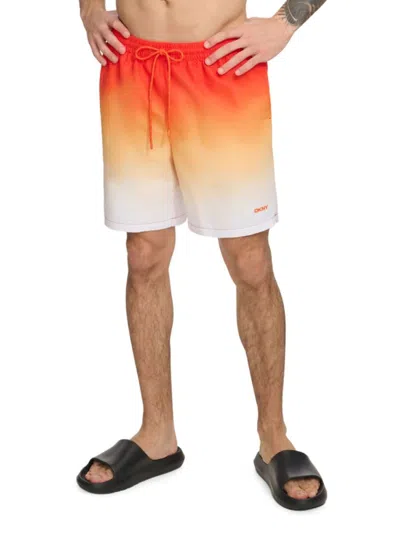 DKNY MEN'S OMBRÉ DRAWSTRING SWIM SHORTS