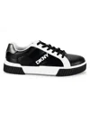 Dkny Men's Perforated Two-tone Branded Sole Racer Toe Sneakers In Black