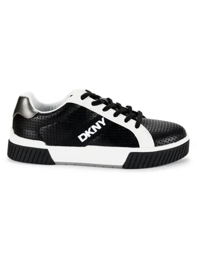 Dkny Men's Perforated Colorblock Sneakers In Black