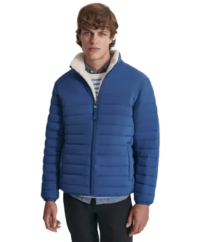 Dkny Men's Quilted Fleece-lined Full-zip Puffer Jacket In Denim Blue