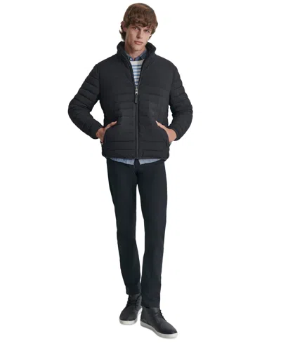 Dkny Men's Quilted Fleece-lined Full-zip Puffer Jacket In Ebony