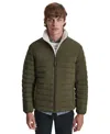 Dkny Water Resistant Faux Shearling Lined Quilted Jacket In Olive