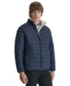 Dkny Water Resistant Faux Shearling Lined Quilted Jacket In True Navy
