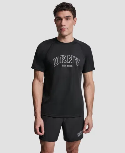 Dkny Men's Raglan Short-sleeve Swim T-shirt In Black