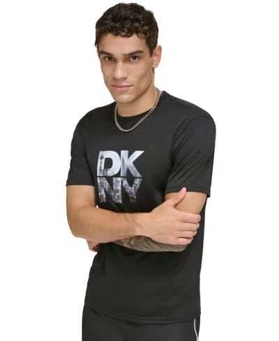 Dkny Men's Rash Guard Short Sleeve Crewneck Logo Graphic T-shirt In Black Multi