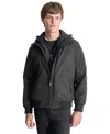 Dkny Men's Removable Hood Water-resistant Bomber Jacket In Black