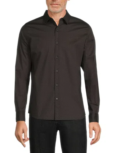 Dkny Men's Remy Micro Pattern Shirt In Black
