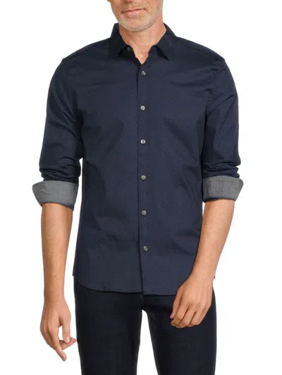 Dkny Men's Remy Micro Pattern Shirt In Deep Dive