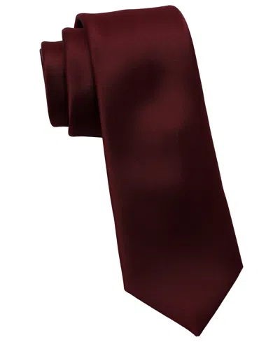 Dkny Men's Shine Satin Solid Slim Tie In Burgundy