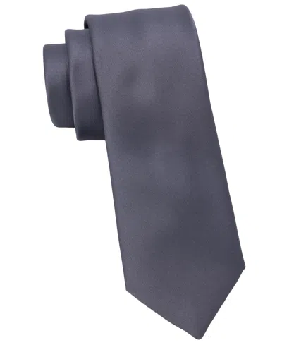Dkny Men's Shine Satin Solid Slim Tie In Charcoal