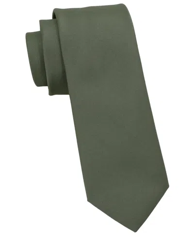 Dkny Men's Shine Satin Solid Slim Tie In Green