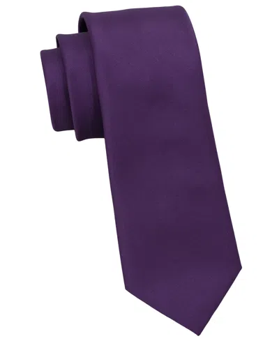 Dkny Men's Shine Satin Solid Slim Tie In Purple
