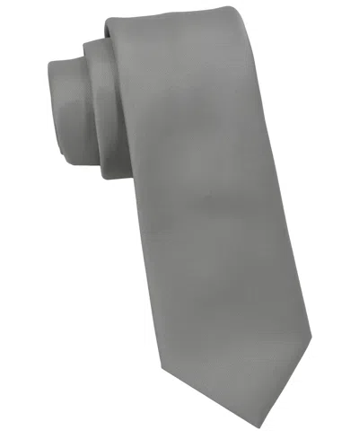 Dkny Men's Shine Satin Solid Slim Tie In Silver
