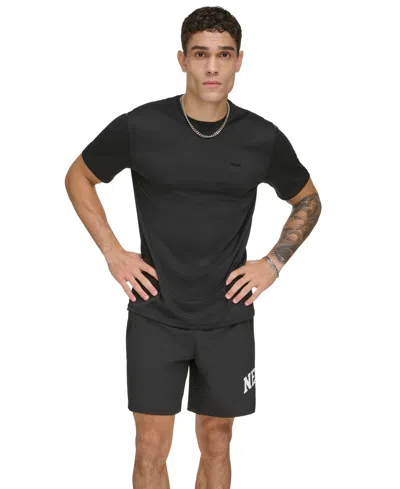 Dkny Men's Short Sleeve Logo Core Rash Guard Performance T-shirt In Black