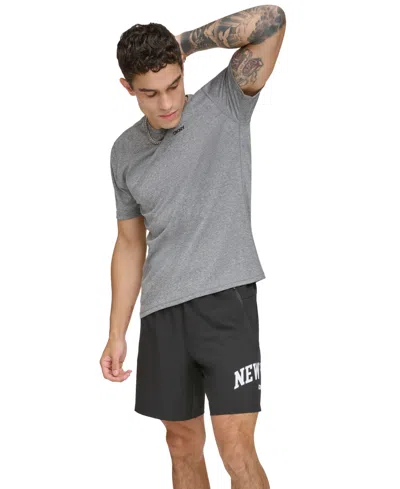 Dkny Men's Short Sleeve Logo Core Rash Guard Performance T-shirt In Grey Heather