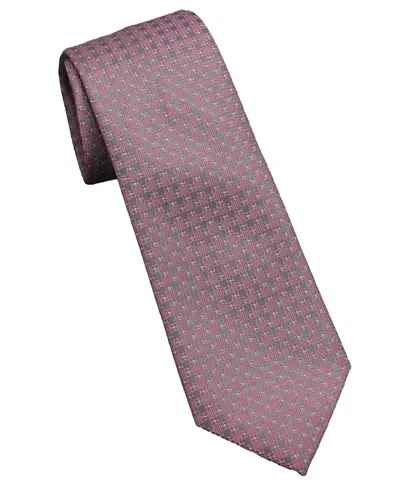 Dkny Men's Slim Design Geometric Neck Tie In Pink