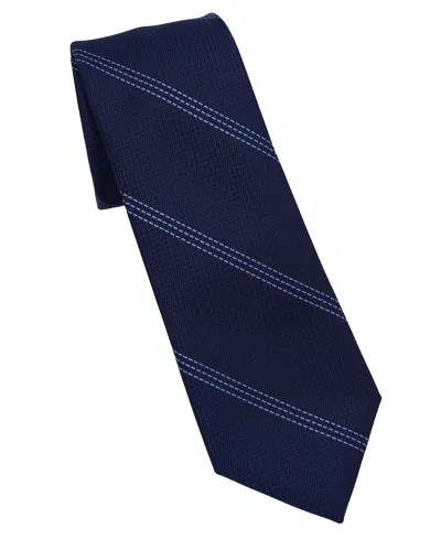 Dkny Men's Slim Design Striped Neck Tie In Navy Blue