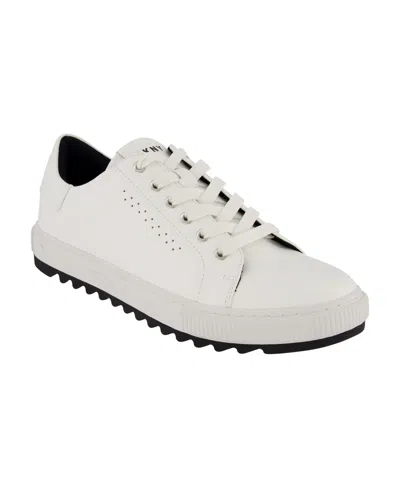 Dkny Men's Smooth Leather Sawtooth Sole Sneakers In White