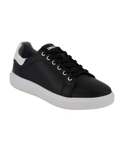 Dkny Men's Smooth Leather Sneakers In Black