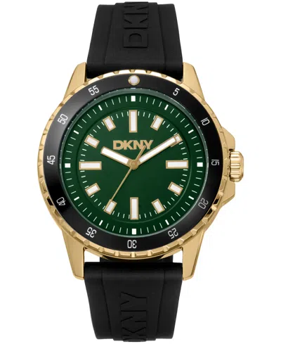 Dkny Men's Sport Watch Green Dial Black Silicone Strap, 43mm In Red