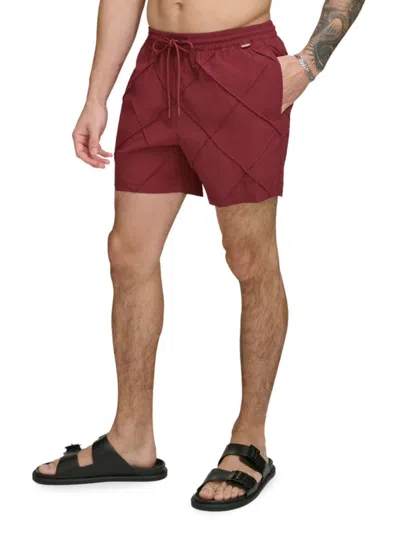 DKNY DKNY MEN'S STANDARD FIT DIAMOND PINTUCK VOLLEY SHORTS