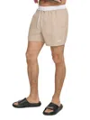 Dkny Men's Standard Fit Flat Front Swim Shorts In Tan