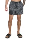 Dkny Men's Standard Fit Flat Front Swim Shorts In Bandana