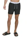 Dkny Two-tone Swim Trunks In Black