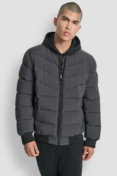 Dkny Men's Stretch Bomber Jacket In Black