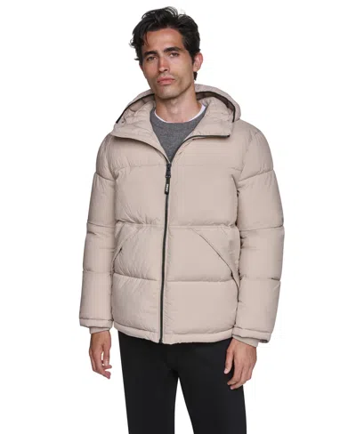 Dkny Men's Stretch Heavyweight Hooded Classic-fit Puffer Jacket In Animal Print