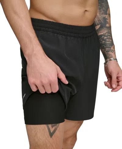 Dkny Men's Stretch Hybrid 5" Volley Shorts In Black