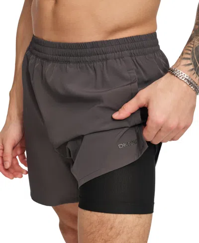 Dkny Men's Stretch Hybrid 5" Volley Shorts In Charcoal