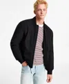 Dkny Men's Stretch Zip-front Zip-pocket Bomber Jacket In Black