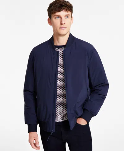 Dkny Men's Stretch Zip-front Zip-pocket Bomber Jacket In Navy