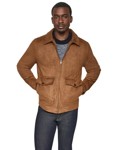 Dkny Men's Suede Zip-front Hipster Jacket In Brown
