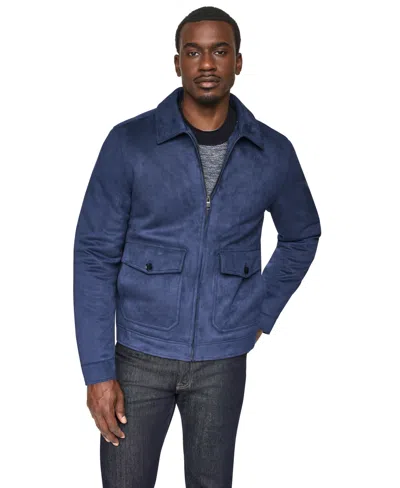 Dkny Men's Suede Zip-front Hipster Jacket In Blue