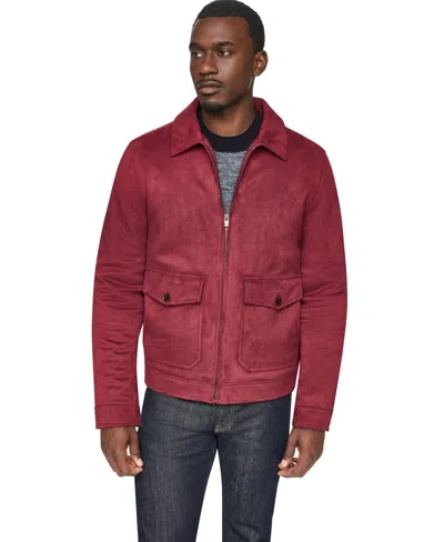 Dkny Men's Suede Zip-front Hipster Jacket In Red