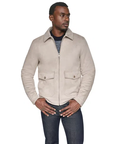 Dkny Men's Suede Zip-front Hipster Jacket In Neutral