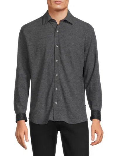 Dkny Men's Taylor Solid Knit Button Down Shirt In Grey