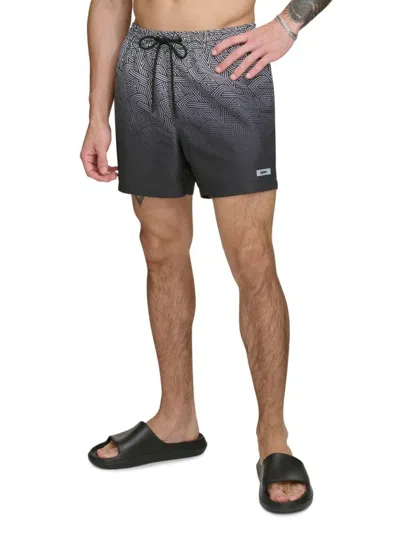 Dkny Men's Textured Ombre Drawstring Swim Shorts In Light Blue
